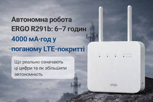 Автономна робота 4G-роутера ERGO R291b у поганому покритті: що насправді означають 6&ndash;7 годин від акумулятора 4000 мА&middot;год