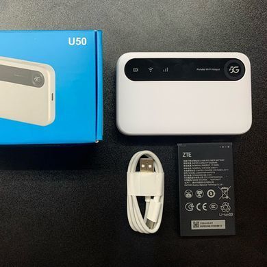 5G WiFi роутер ZTE U50 (Wi-Fi 6, 4500 мАч, TS9, Nano SIM, до 32 устройств)