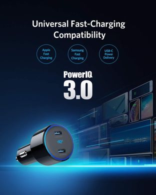 Автомобільний зарядний пристрій ANKER PowerDrive+ III Duo - 30W PD + 20W Power IQ