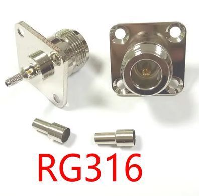 N-Female flange connector for RG316 / RG174 / LMR100 cable (soldering)