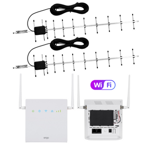 Інтернет комплект Максимальний 4G WiFi роутер ERGO R0516B з подвійною MIMO антеною 900 МГц 2х15 дБі (швидкість до 150 Мбіт/с)