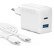 Мережевий зарядний пристрій ANKER PowerPort 312 - 20W USB-C & USB-A + USB-C cable