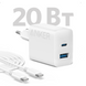 Мережевий зарядний пристрій ANKER PowerPort 312 - 20W USB-C & USB-A + USB-C cable