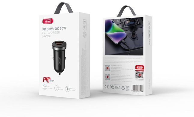 Автомобильное зарядное устройство XO CC56 30W Mini Car Charger Type-C PD+USB-A