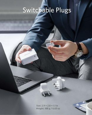 Сетевое зарядное устройство ANKER PowerPort Atom III Duo - 60W 2xUSB-С