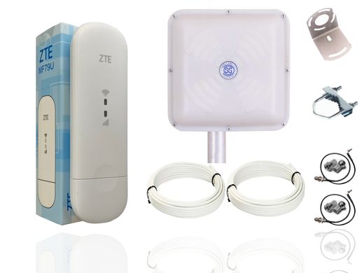 4G LTE Wi-Fi модем ZTE MF79U (Швидкість до 150 Мбіт/с) + 4G MIMO антена 2 x 15 dB (white)
