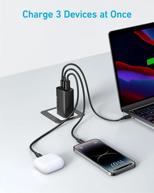 Зарядка ANKER PowerPort 336 - 67W 2xPD & 1xPIQ PPS (Чорна)