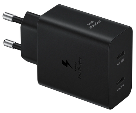 Мережевий зарядний пристрій SAMSUNG 50W Power Adapter Duo (w C to C Cable) EP-T5020XBEGEU / чорна